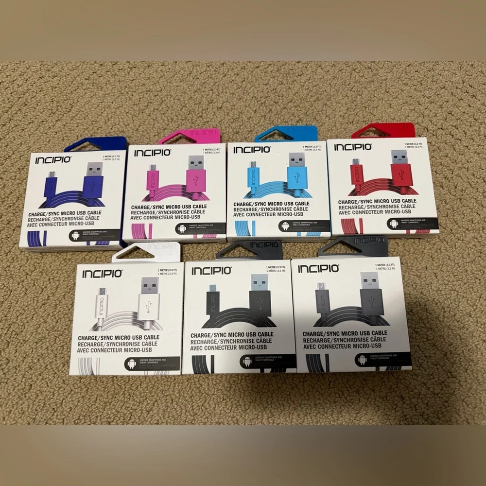 Incipio Micro USB Charger Cable Android 3.3 Feet (Bundle of 7) BRAND NEW